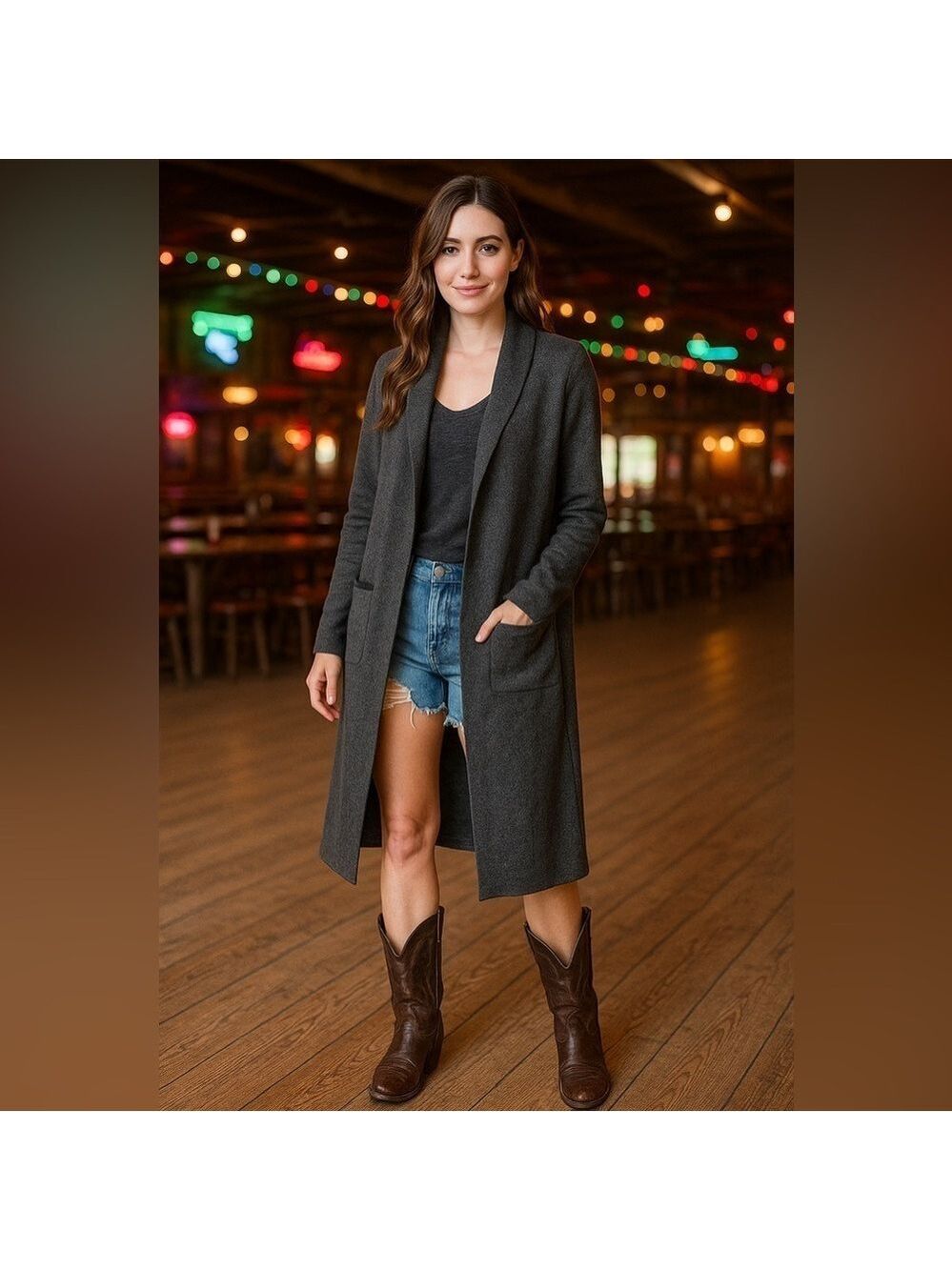 NWOT Matty Long Tweed Duster Jacket Cardigan - Size Medium